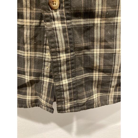 Vintage Y2K REI Shirt Men's Medium Gray Plaid Check Work Shirt - Picture 8 of 12